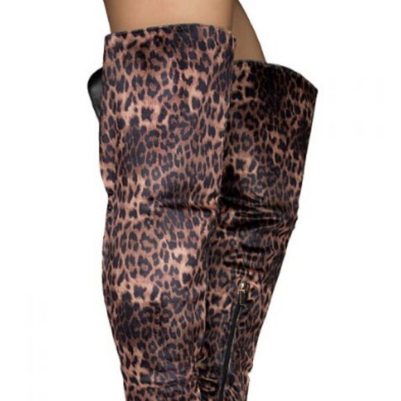DEDICATE OVER THE KNEE BOOTS / CRUSH VELVET / LEOPARD - Picture 2 of 7